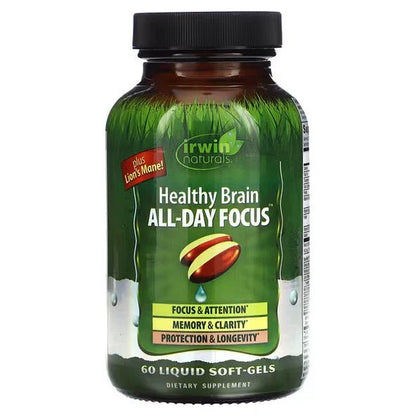 Healthy Brain All-Day Focus con Ginkgo Biloba de Irwin Naturals | Apoya la memoria y la claridad mental | 60 cápsulas