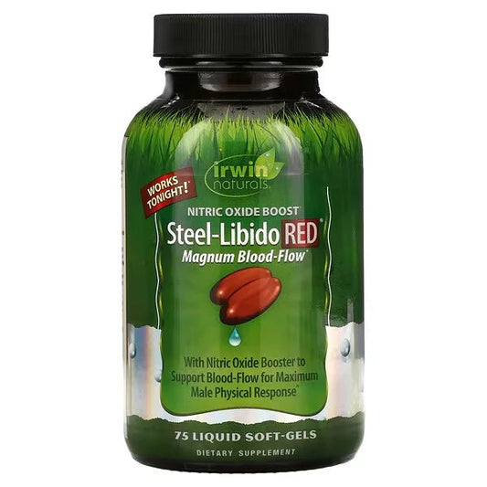 Steel Líbido RED con L-Citrulina de Irwin Naturals | Contribuye al bienestar masculino | 75 cápsulas blandas