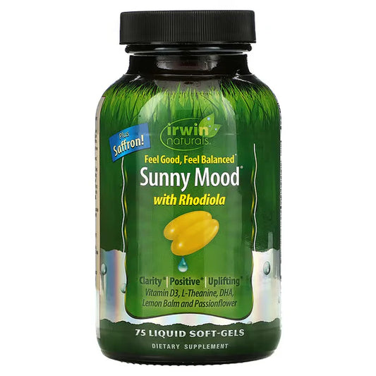 Sunny Mood con Rhodiola de Irwin Naturals | Equilibrio Emocional y Aumento de Energía | 75 Cápsulas blandas