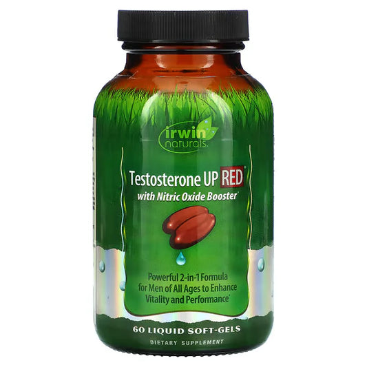 Testosterona UP RED con Extracto de raíz de maca de Irwin Naturals | Incrementa la energía y favorece la vitalidad masculina | 60 Cápsulas Blandas