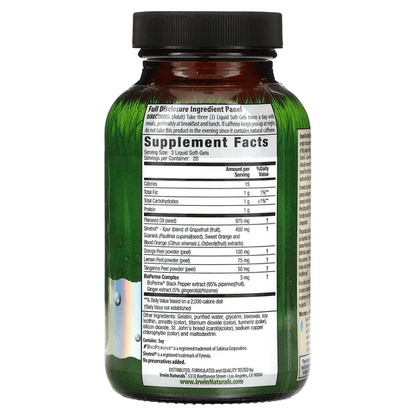 Sinetrol, Toronja y Naranja Dulce - Stored Fat Belly Burner de Irwin Naturals | Favorece el metabolismo energético | 60 Cápsulas Blandas