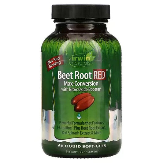 Beet Root RED™ de Irwin Naturals con Betalaínas | Contribuye al rendimiento físico | 60 cápsulas
