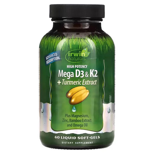 High Potency D3 & K2 Complex de Irwin Naturals: Apoyo Óseo y Cardiovascular | 60 Cápsulas