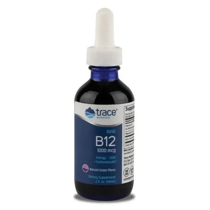 Vitamina B12 Iónico 1000mcg de Trace Minerals | Ayuda a favorecer al funcionamiento del sistema nervioso central | 59ml