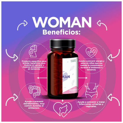 Probióticos + Prebióticos 20 Millones de UFC 430mg WOMAN de Bioflora | Bienestar Digestivo Femenina | 35 Cápsulas Ácido - Resistentes