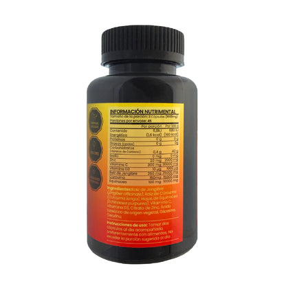 Vitamina C, Jengibre, Cúrcuma, Equinacea, D3 1000 mg Immune de 5H8 Nutrition |  Promueve un Sistema Inmune Fuerte - Energía | 90 Cápsulas