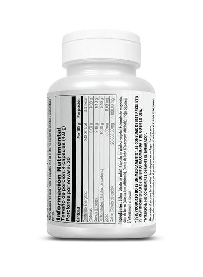 Citrato de Calcio 1000mg de KAL con Hoja de Berro, Diente de León y Extracto de Perejil | Apoyo Óseo | 120 Cápsulas Vegetales