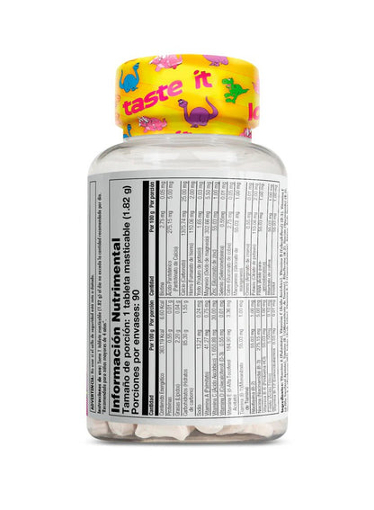 Multisaurus Multivitamínico Completo Natural para Niños de KAL | Sistema inmune, Defensas, Potencia la Energía | Sabor frutos del bosque | 90 Tabletas Masticables