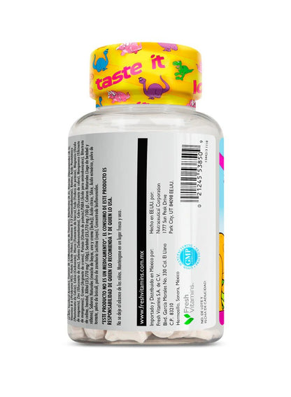 Multisaurus Multivitamínico Completo Natural para Niños de KAL | Sistema inmune, Defensas, Potencia la Energía | Sabor frutos del bosque | 90 Tabletas Masticables