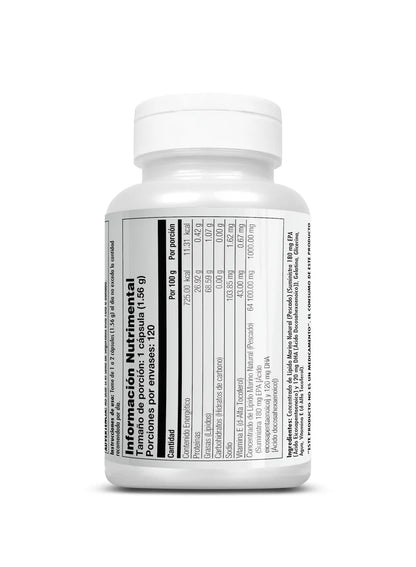 Omega 3 de KAL (180 mg EPA + 120 mg DHA) con Vitamina E | Sistema cardiovascular, función cerebral y propiedades anti inflamatorias | 60 cápsulas blandas