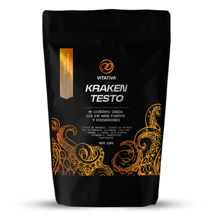 Multivitamínico, Citrato de Potasio y Magnesio, Aminoácidos de Vitativa - Kraken Testo | Rendimiento deportivo - Recuperación Muscular | Presentación de 900 g con diferentes sabores