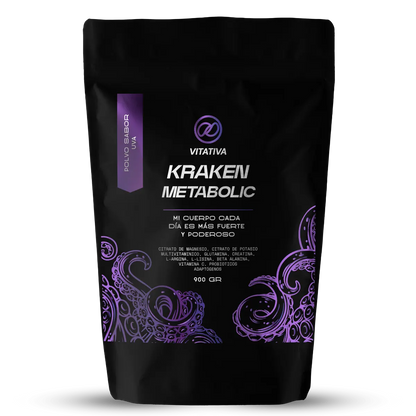 Citrato de Magnesio y Potasio, Multivitamínico, Aminoácidos de Vitativa - Kraken Metabolic | Brinda energía y crecimiento muscular, fuerza y resistencia | Presentación de 900 g de diferentes sabores