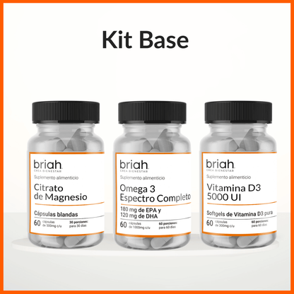 Magnesio + Omega 3 + Vitamina D3 |  Kit de Suplementación Base de Briah