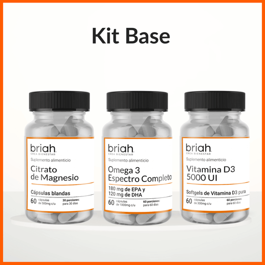 Magnesio + Omega 3 + Vitamina D3 |  Kit de Suplementación Base de Briah