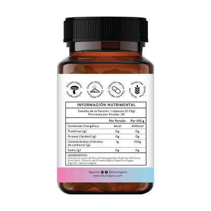 Ashwagandha Orgánica de Lalun | Energía y vitalidad| 30 Cápsulas Vegetales