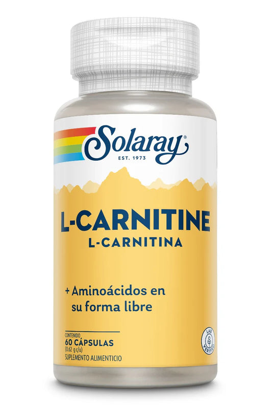 L-Carnitina 249mg con Aminoácidos Libres de Solaray | Control del peso, Potencia la energía, Rendimiento deportivo | 60 cápsulas vegetarianas