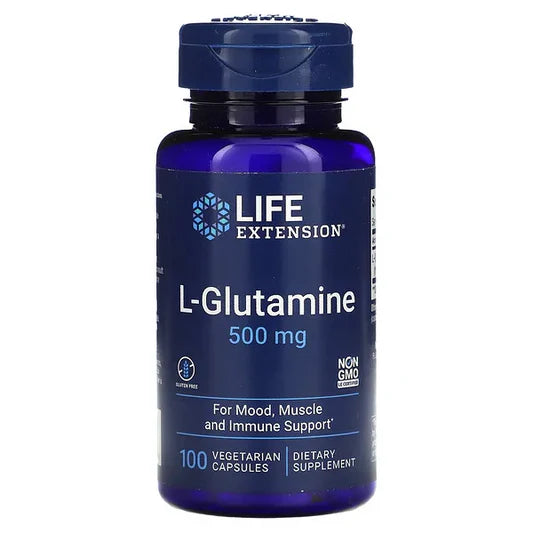 L-Glutamina 500mg de Life Extension | Promueve el bienestar digestivo y el sistema inmunológico | 100 cápsulas vegetales