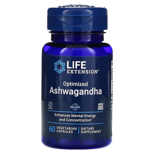 Extracto de Ashwagandha Optimizada 125mg de Life Extension | Ayuda a reducir el estrés y la ansiedad, contribuyendo al descanso | 60 cápsulas vegetarianas