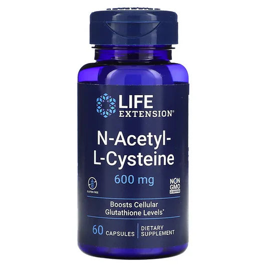 NAC (N-Acetil-L-Cisteína) 600mg de Life Extension | Apoya la desintoxicación del hígado | 60 cápsulas vegetales