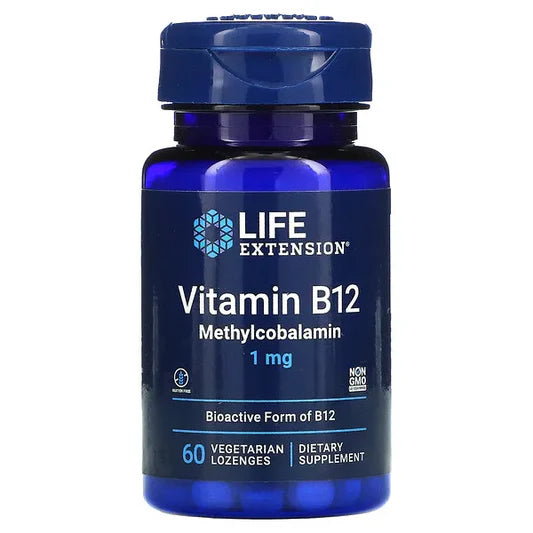 Metilcobalamina, Vitamina B12 de 1mg Life Extension | Apoyo de la función cardiovascular y formación de glóbulos rojos | 60 cápsulas vegetales