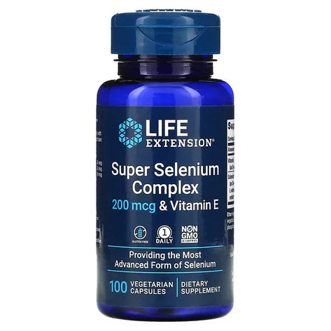 Súper Selenio 200mcg + Vitamina E de Life Extension | Apoya la función metabólica y cardiovascular | 100 cápsulas vegetarianas