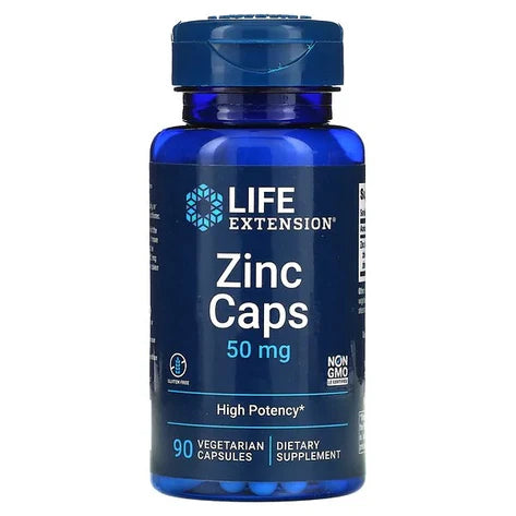 Zinc Caps de alta potencia 50mg de Life Extensión | Apoyo Cardiovascular y del Sistema Inmune | 90 cápsulas vegetarianas