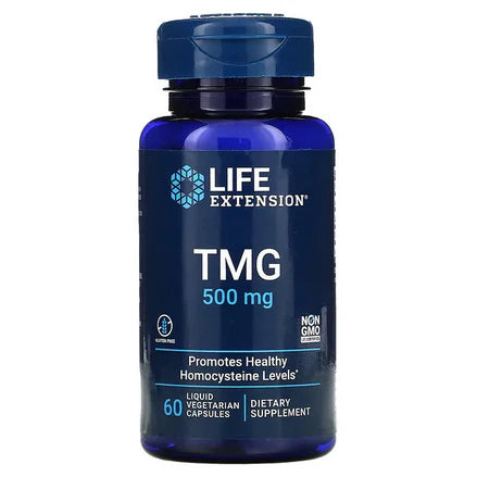 TMG 1000 mg por porción de Life Extension | Apoyo para el funcionamiento cardiovascular y hepático | 60 cápsulas liquidas vegetales, 30 servicios