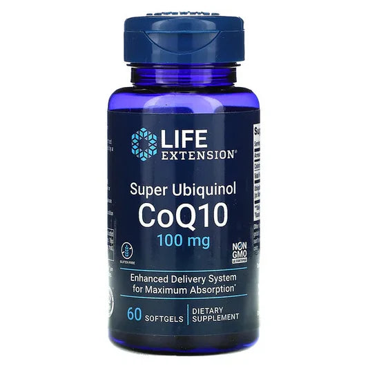 Súper Ubiquinol CoQ10 100mg de Life Extension | Apoyo de la función Cardiovascular, aumentando los niveles de energía | 60 cápsulas blandas