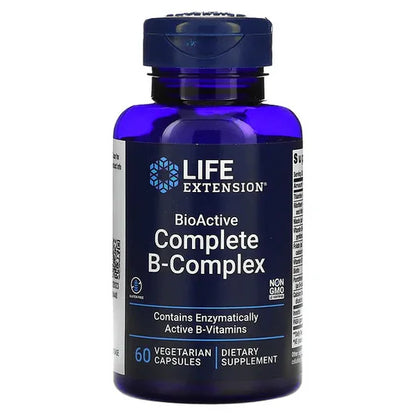 Complejo de Vitaminas B  enzimáticamente activo de Life Extension | Proporciona energía y Vitalidad | 60 cápsulas vegetales