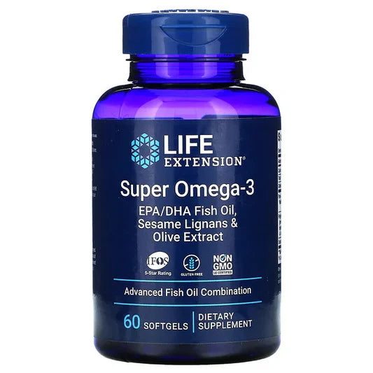 Omega-3 con EPA - DHA 2000mg de Life Extension + Lignanos de Sésamo y Extracto de Oliva | Promueve la función cerebral y cardiovascular | 60 cápsulas blandas