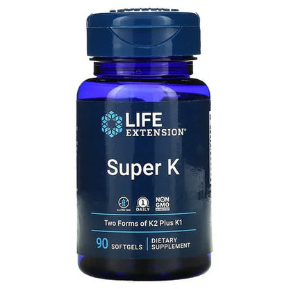 Super Vitamina K1 + K2 2600mcg de Life Extension | Apoyo del Sistema Cardiovascular y Óseo | 90 cápsulas blandas