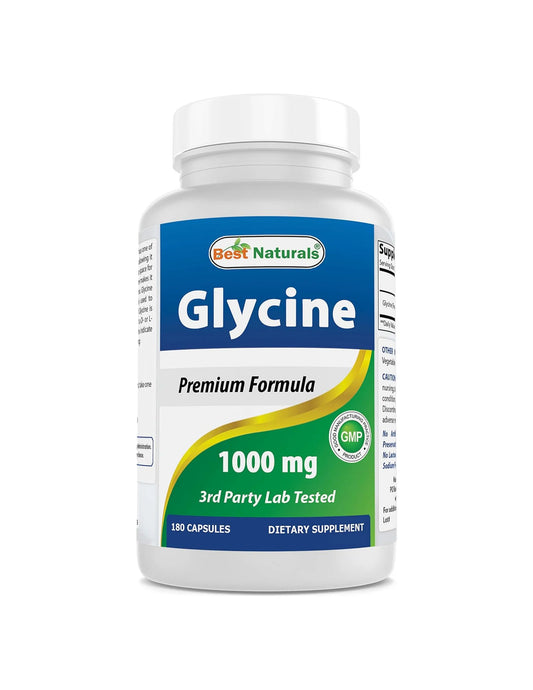 Glicina de Best Naturals | Apoyo Relajante y Metabólico | 1000 mg 180 Cápsulas