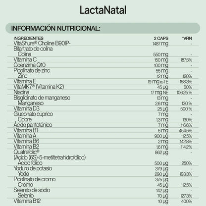 LactaNatal de IVB | Multivitamínico y mineral Apoyo a la Lactancia Materna | 60 Cápsulas