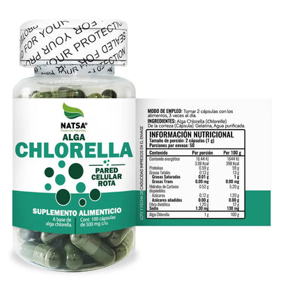 Alga Chorella 1000 mg de Natsa | Detox Natural | 100 Cápsulas