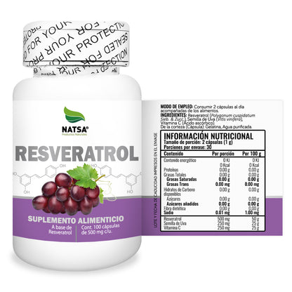 Resveratrol | Natsa | Antioxidante Natural | 100 cápsulas