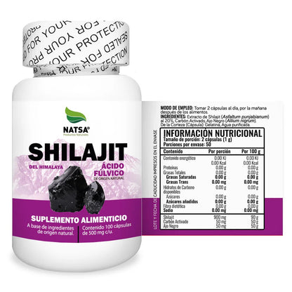 Shilajit del Himalaya, Ácido Fúlvico Natsa | Promueve un envejecimiento activo y funcional | 100 cápsulas