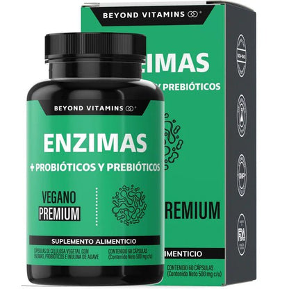Proteasa, Lactasa, Lipasa, Bromelina, Papaína | Enzimas con probióticos y prebióticos de Beyond Vitamins  | 60 cápsulas veganas