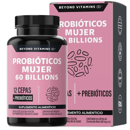 Probióticos Mujer 60 Billions con 12 cepas y prebióticos de Beyond Vitamins |60 cápsulas