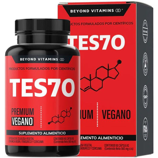 Maca negra, Fenogreco, Creatina, Arginina, Cúrcuma, Zinc y más | TES70 de Beyond Vitamins |60 y 180 cápsulas veganas