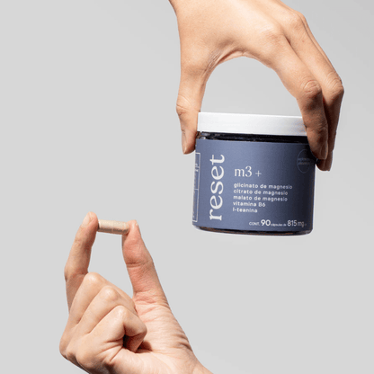 Glicinato, Citrato y Malato de Magnesio de Alta Absorción, con L-teanina, Vitamina B6 y Extracto de Manzanilla | Reset M3+ | 90 Cápsulas