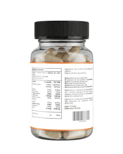 Maca negra peruana | Energía y vitalidad masculina | 60 Cápsulas