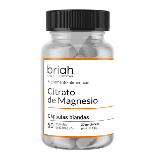 Citrato de Magnesio 1000 mg por porción de Briah | Energía Celular | 60 cápsulas blandas