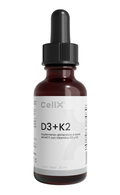 Vitamina D3 + K2 Alta absorción de CellX | Favorece metabolismo del calcio | gotas 30 ml