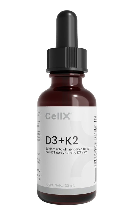 Vitamina D3 + K2 Alta absorción de CellX | Favorece metabolismo del calcio | gotas 30 ml