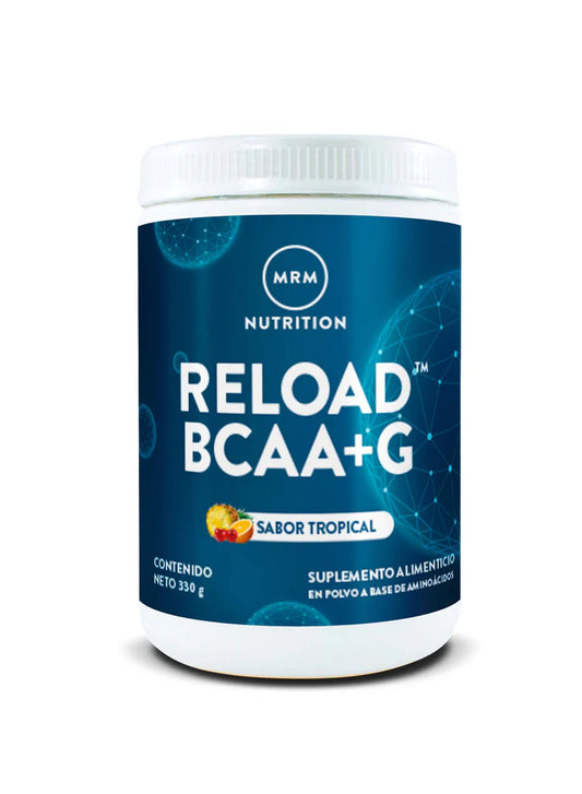 Reload BCAA + G | Aminoácidos de Cadena Ramificada + L-Glutamina + Beta-Alanina de MRM sabor Tropical | Contribuye al mantenimiento de la masa muscular y la recuperación post ejercicio | 330g, 26 Porciones