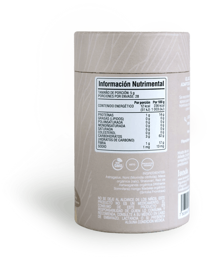 Astragálo, Maca, Shatavari, Ashwagandha, Maitake - Balance de Landa Adaptógenos | Equilibrio Hormonal - Ansiedad y Estrés | Polvo de 140g - 28 porciones