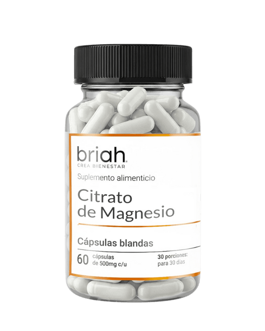 Citrato de Magnesio 1000 mg por porción de Briah | Energía Celular | 60 cápsulas blandas