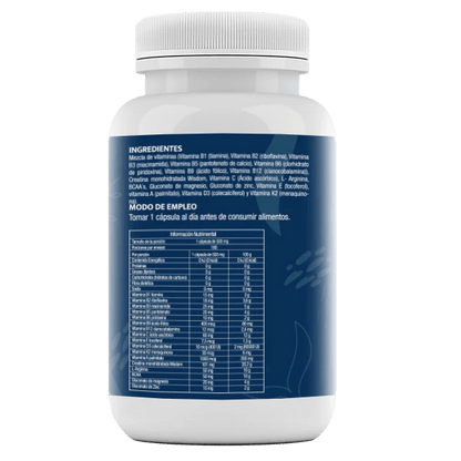 Multivitamínico para Hombres con Vitaminas B, C, D y K - Magnesio, BAA's, L-Arginina y Zinc 500mg de Natural Wisdom | Formulado para fortalecer el sistema inmune de los hombres y apoyo de la función prostática | 180 Cápsulas Vegetales