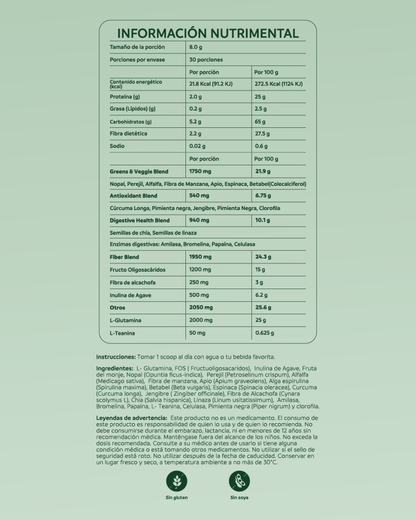 Greens Support de NutriADN | Apoyo digestivo y antioxidante | Polvo 240 g