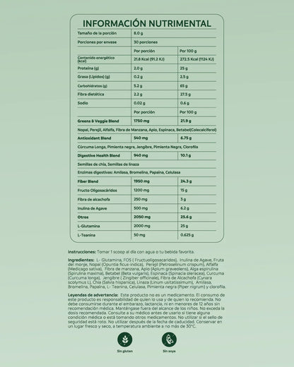 Greens Support de NutriADN | Apoyo digestivo y antioxidante | Polvo 240 g